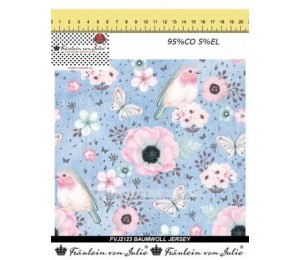 Jersey - Frl. von Julie Birdie Panel jeansblau stonewashed